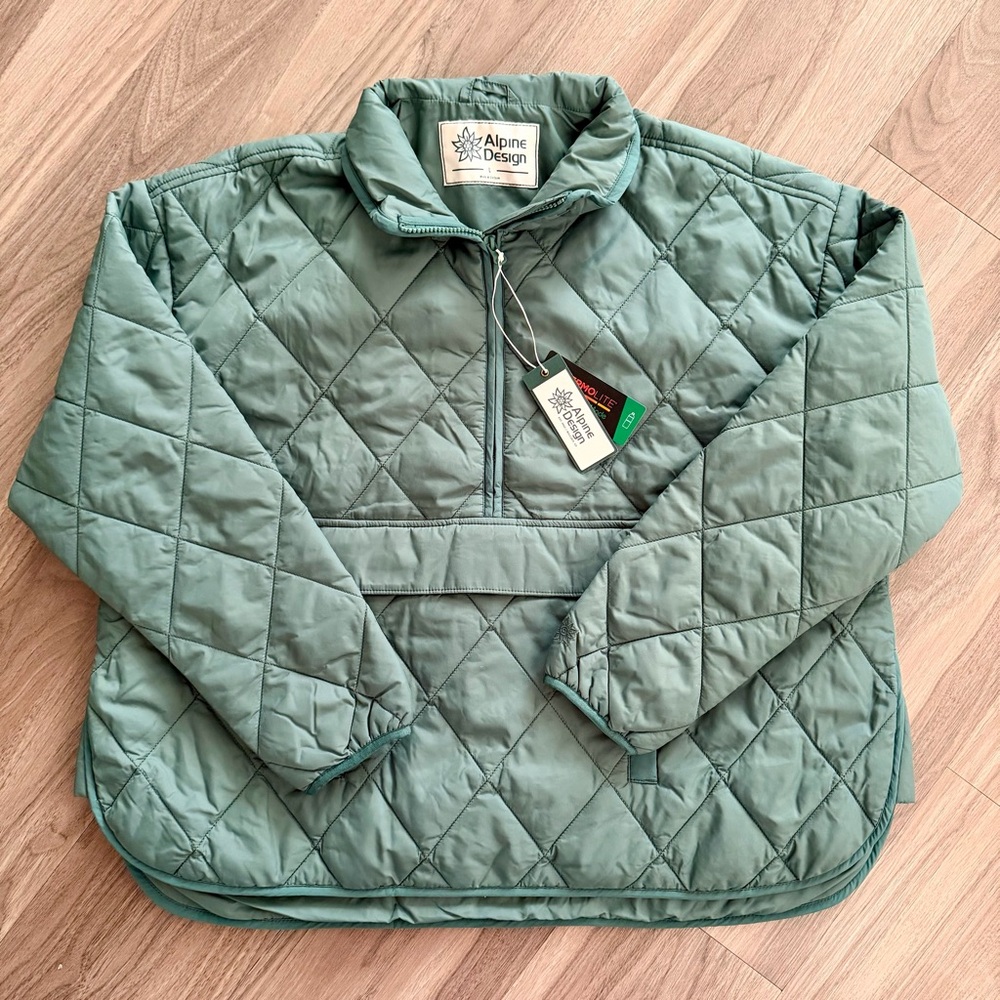 Alpine Design Green Quilted Half-Zip Pullover